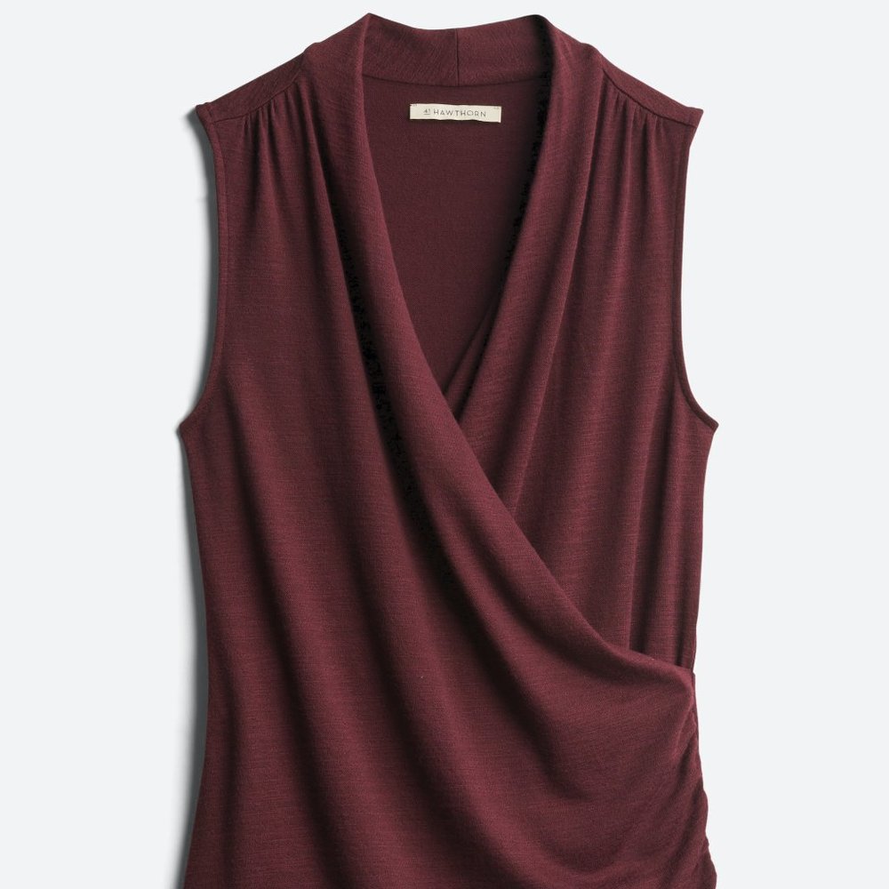 Benni Wrap Front Ruched Knit Top XS